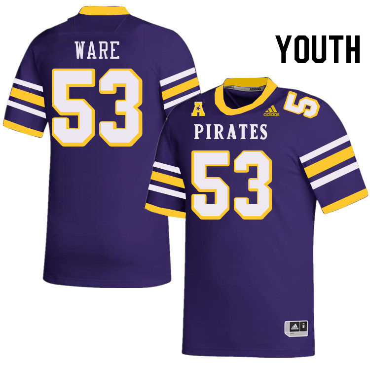 Youth #53 Suirad Ware ECU Pirates College Football Jerseys Stitched-Throwback